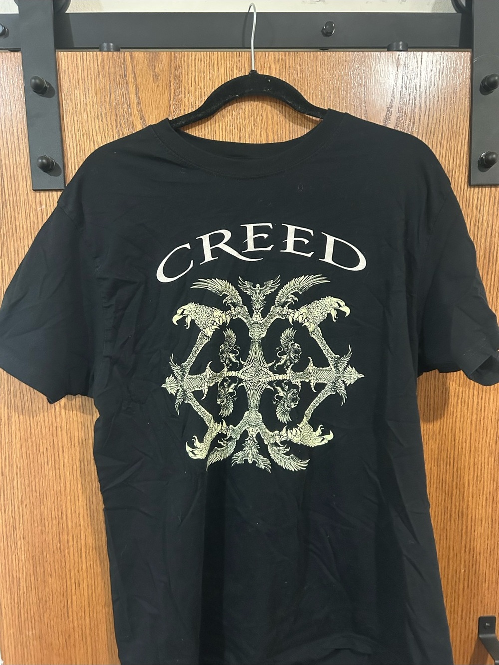 Creed Black Tee with Cream Ornate Graphic - Men's Short Sleeve
